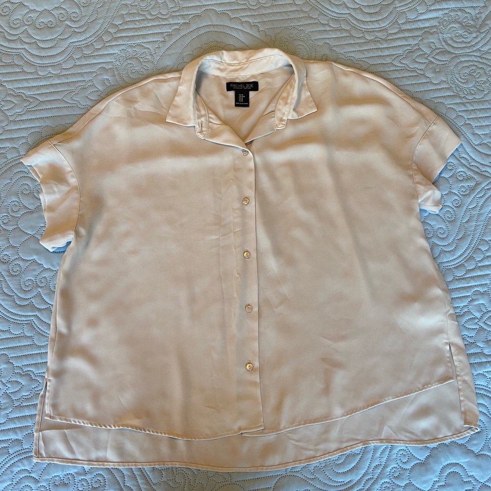 Rachel Zoe Cropped Grey Button Down - Picture 2 of 4